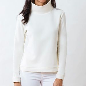 Dudley Stephens Park Slope Turtleneck in Terry Fleece Off-White NWT Large 10-12